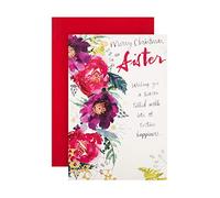 Hallmark Tarjeta de Navidad para hermana - Lindo diseño floral de acuarela