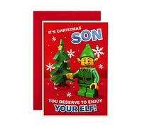 Hallmark Tarjeta de Navidad para hijo, diseño de Lego contemporáneo