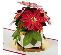 Hallmark Tarjeta de Navidad, tarjeta de Navidad 3D y desplegable, flores de pascua, flores rojas, follaje de Navidad, rojo, dorado