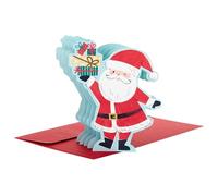 Hallmark Tarjeta de Navidad, tarjeta de Navidad 3D y desplegable, Papá Noel y regalos, rojo, azul