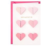 Hallmark Tarjeta de San Valentín, tarjeta del día de San Valentín, diseño de corazones estilo origami, color rosa