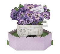 Hallmark Tarjeta del día de la madre, tarjeta 3D y desplegable para el día de la madre, para mamá, abuela, carrito de flores de pensamiento, color morado