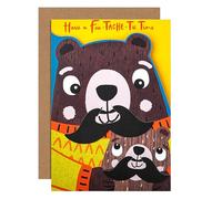 Hallmark Tarjeta del día del padre, con bigotes extraíbles para fotos, diseño de oso, amarillo