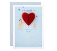 Hallmark Tarjeta del día del padre, con corazón de recuerdo extraíble, diseño de oso, azul, rojo