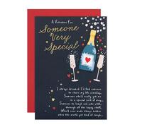 Hallmark Tarjeta especial de San Valentín, tarjeta de San Valentín para alguien especial, diseño de botella de champán y copas, día de San Valentín, con sobre, color negro