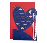 Hallmark Tarjeta especial de San Valentín, tarjeta de San Valentín para alguien especial, diseño de corazón, luna y estrellas, día de San Valentín, con sobre, rosa, azul