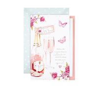 Hallmark Tarjeta grande para el día de la madre para mamá, tarjeta del día de la madre, diseño de Prosecco y gafas, diseño clásico de Lucy Cromwell, rosa, blanco
