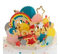 Hallmark Tarjeta para cualquier ocasión, tarjeta de celebración, tarjeta 3D y desplegable, cumpleaños, graduación, felicitaciones, estrellas, globos, rojo, azul, dorado