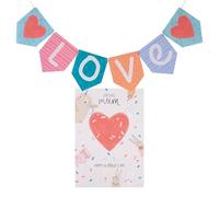 Hallmark Tarjeta para el día de la madre, con banderines desmontables, tarjeta del día de la madre para mamá, animales lindos, corazones, confeti, blanco, azul, rojo