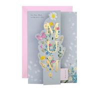 Hallmark Tarjeta para el día de la madre, con marcapáginas, tarjeta del día de la madre para mamá, flores, mariposa, oro, azul, rosa