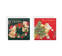 Hallmark Tarjetas de Navidad benéficas, paquete de 16 en 2 diseños festivos de Forever Friends