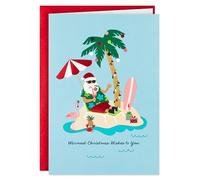 Hallmark Tarjetas de Navidad en caja, Papá Noel tropical (16 tarjetas y 16 sobres) los deseos de Navidad más cálidos