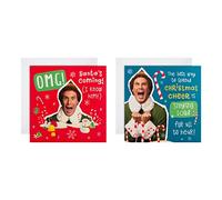 Hallmark Tarjetas de Navidad, paquete de 16, 2 diseños de Buddy the Elf, divertidas tarjetas de Navidad, color rojo