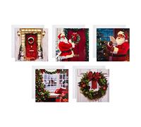 Hallmark Tarjetas navideñas benéficas en caja, paquete de 16, 2 diseños retro de Papá Noel, rojo