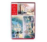 Hallmark Thomas Kinkade - Tarjetas de Navidad en caja, surtido, casas nevadas (40 tarjetas con sobres y sellos de aluminio)