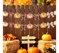 halloween banner colgante calabaza decoración lazo guirnalda | Banderín colgante decorativo de calabaza lazo rosa guirnalda pequeña calabaza para otoño hogar pared decoración