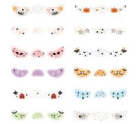 Halloween Face Stickers, Cartoon Freckles Decals, 12 Piece Spooky Set, Temporary Cosplay Accessory, Fun Party Supply for Costume, Arms, Neck, Birthday, Classroom Easy to Use