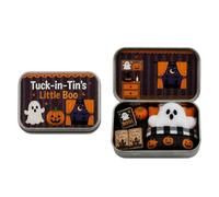 Halloween Ghost In Tin Box - Iron Fabric 10x6x3cm, portátil Mini | Set With Plush Ghost Mini Pumpkin And Book | Halloween Miniature Toy | For Kids Halloween Spooky Decor Pretend Play