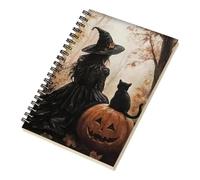 Halloween Notebook Vintage Black - Cat Pumpkin Witch Spiral Planner for