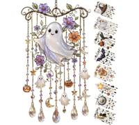 Halloween-Themed Crystal Wind Chime,Gothic Wind Chime for Outside,Spooky Holiday Ornament, for Garden Porch Patio Balcony Tree Yard