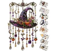 Halloween-Themed Crystal Wind Chime,Gothic Wind Chime for Outside,Spooky Holiday Ornament, for Garden Porch Patio Balcony Tree Yard