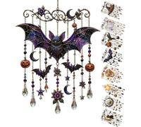 Halloween-Themed Crystal Wind Chime,Gothic Wind Chime for Outside,Spooky Holiday Ornament, for Garden Porch Patio Balcony Tree Yard