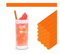 HALM Naranja Neón Pajitas de Vidrio Reutilizables - 50 Unidades rectas 20 cm para Hostelería, Restaurante, Bar, Cafetería, Hotel - Aptas para Lavavajillas - Sorbetes de Cristal