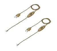 HALOTEC | 2 Pack Enchufe con Cable 1.5m | Interruptor en Cabezal Libre a 50cm | Separados | Oro | Para Lámparas y Aparatos Eléctricos | Ideal para Repuestos y Proyectos de Iluminación Decorativa