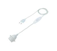 HALOTEC Cable Alimentación con Portalámparas E27 e Interruptor 3m | Casquillo E27 con Cable | Arandela Sujeción Pantalla | Enchufe | Blanco