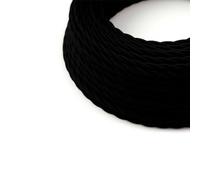 HALOTEC Cable textil electrico trenzado Negro 5 metros | Cables textiles lampara decorativa tela 2 hilos 2x0 75mm2 | Cable tejido iluminacion | Rollo Hilo de tela funda textil | Color Negro