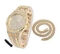 Halukakah Diamonds - Reloj dorado para niños, adolescentes y niños, chapado en oro real de 18 quilates, esfera octogonal de números romanos de 40 mm, cuarzo japonés, 8 pulgadas de longitud, con