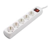 Regleta de enchufes Hama de 5 vías, 1,4 m, con interruptor y mayor protección contra contactos.