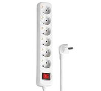 Hama 00108833 - Regleta de 6 enchufes con interruptor y sistema de seguridad para niños (5 m), color blanco