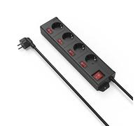Hama 137257 - Base múltiple (Interior, 1,4 m, 4 salidas AC, Tipo C, 230 V), Negro