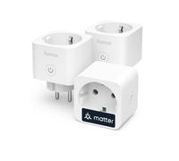 Hama 3 enchufes conectados Wifi Matter (Alexa/Google, Control de aplicaciones, 16 A, 3680 W, no requiere concentrador, Programa y controla tus dispositivos de forma remota) Blanco
