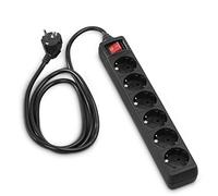 Hama Regleta 30394 – 6 tomas con interruptor, 230 V, 1.4 m, Negro