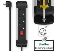 Hama | Regleta de 3 Tomas (Enchufe múltiple, Posible Montaje de Pared, Cable de 1.5m) Negro/Aluminio