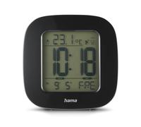 Hama Despertador radiocontrolado DCF Digital con temperatura, alarma y Snooze, LED azul Negro