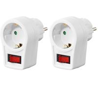 Hama Enchufe con Interruptor (Adaptador de Toma de Corriente, con protección, para Ahorrar energía, para Apagar Dispositivos Que no se Necesitan) Color Blanco, 00223212 (Paquete de 2)