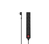 Hama Multiprise - Interruptor Luminoso (5 Tomas de 16 A, alargador de 1,5 m, Toma múltiple de Ahorro de energía, enchufes 45 °, Enchufe Macho Plano, 3680 W, Cable H05VV-F3G1.5), Color Negro