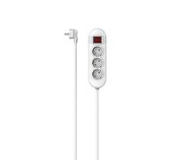 Hama | Reglera de 3 Tomas (Enchufe múltiple, Tomas 45°, Cable de 1.4m, con Interruptor) Blanco