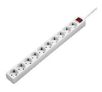 Hama Regleta 10 enchufes (10-WAY 2-POLE) con interruptor y protección infantil, 3 m, Blanco, 3500 W