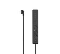 Hama | Regleta con 3 Tomas (Alargador con 3 Tomas, 2 Conexiones USB-C; 1 USB-A; 100W; 1.4m, Interruptor de Apagado Encendido) Negro