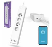 Hama - Regleta con conexión WiFi Inteligente (USB 4 Tomas de 10 A + 4 USB, 2300 W, programable a través de la aplicación, 1,7 m, enchufes Alexa Google Home, medición Conso eléctrica, sin