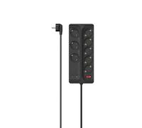Hama Regleta con Interruptor 8 enchufes 1,5 m protección contra sobretensiones y táctil 45° Negro