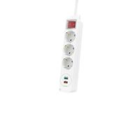 HAMA | Regleta de 3 enchufes con USB-A y USB-C (Carga máx. 18 W, Enchufe múltiple 5 en 1 con Interruptor, Enchufe de protección de Contacto, enchufes con protección táctil, 1,4 m) Color Blanco