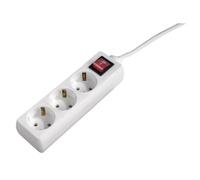 Hama | Regleta de 3 Tomas con protección (Regleta con 3 enchufes, Cable de 1,4m, Interruptor de Encendido y Apagado, MAX 3.500 W, Enchufe múltiple de 3 Tomas) Blanco