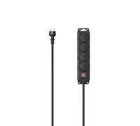 Hama Regleta 4-FOLD ZW 4 tomas para exterior IP44 Interruptor Cable 4 m Negro