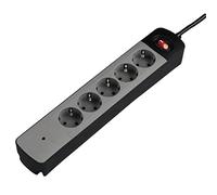 Hama Regleta de 5 enchufes con protección contra sobretensiones, interruptor (enchufe múltiple para montaje en pared, con mayor protección táctil, cable de 1,5 m, protección de contacto, enchufes