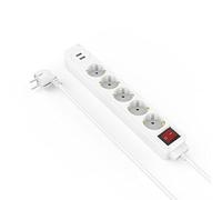 Hama Power Strip 5-FOLD USB-A 17W Switch 1.4 M White